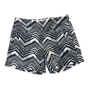 J. Crew Chino Shorts Size 0 Geometric Print Black White Mid Rise Stretch EUC
